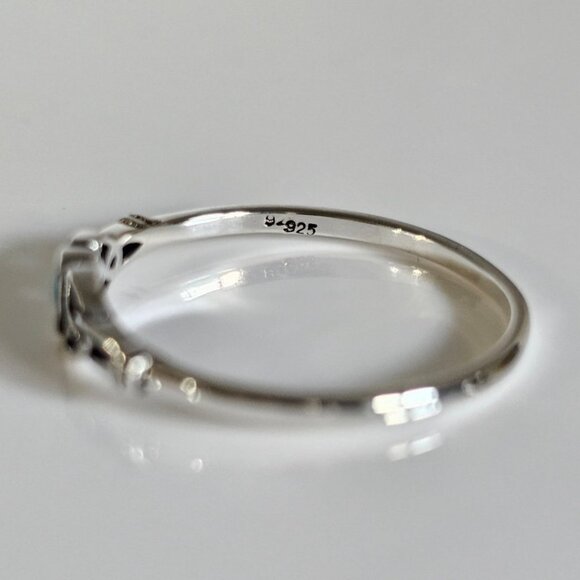 Women's 925 Sterling Silver Turquoise Celtic Ring Tiny Dainty Celtic Stone Ring - Picture 6 of 10